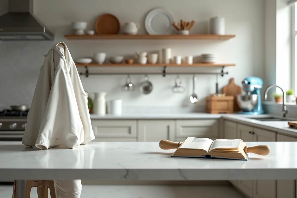 Studio de pâtisserie vide avec plan de travail propre