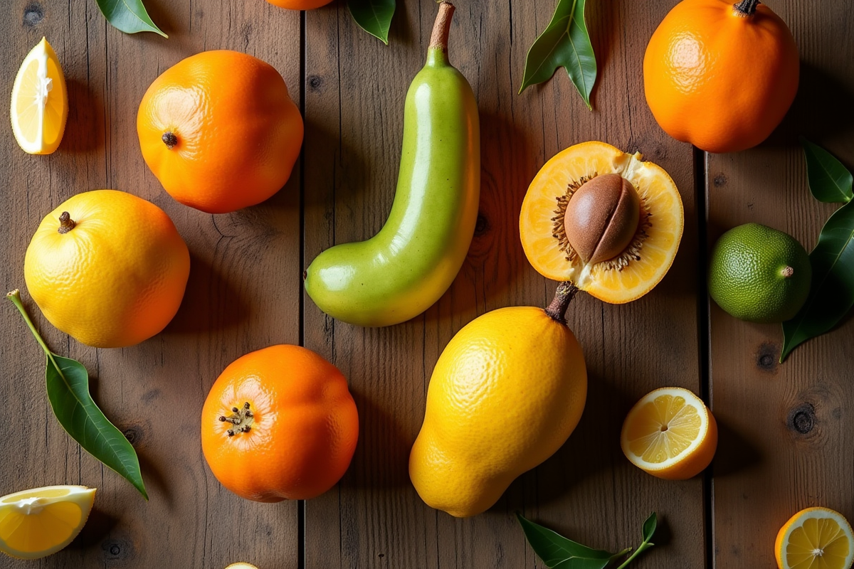 Table rustique avec fruits de saison début J